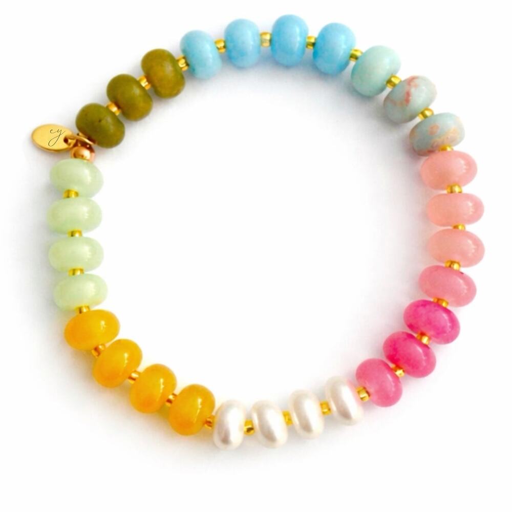 Color Garden Natural Stone Beaded Stretch Bracelet
